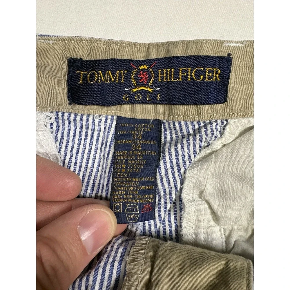 Vintage Tommy Hilfiger Golf Seersucker Pants Mens 34x30Pleated Striped Blue